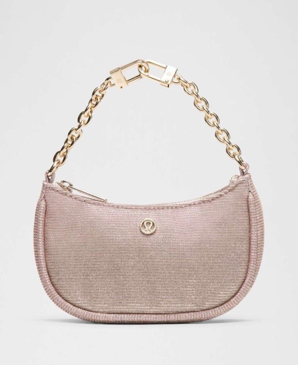 Lululemon City Essentials Nano Shoulder Bag *Glitter Pink Champagne / Muse / Gol